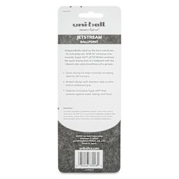 Uni-Ball Jetstream Ballpoint Pens - Black, 1 mm, Pkg of 3, back of the packaging
