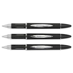 Uni-Ball Jetstream Ballpoint Pens - Black, 1 mm, Pkg of 3, with caps off