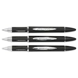 Uni-Ball Jetstream Ballpoint Pens - Blue, 1 mm, Pkg of 3, laid out with caps off