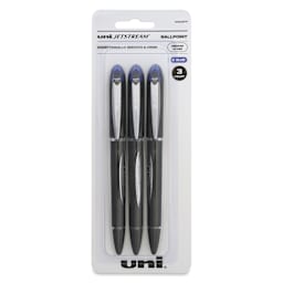 Uni-Ball Jetstream Ballpoint Pens - Blue, 1 mm, Pkg of 3, front of the packaging