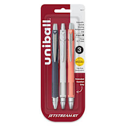 Uni-Ball Jetstream RT Retractable Ballpoint Pens - Assorted, 0.7 mm, Set of 3, front of packaging