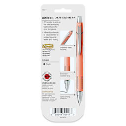Uni-Ball Jetstream RT Retractable Ballpoint Pens - Assorted, 0.7 mm, Set of 3, back of packaging