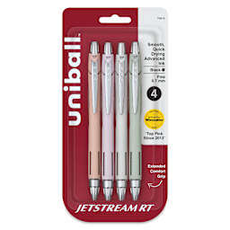 Uni-Ball Jetstream RT Retractable Ballpoint Pens - Soft Colors, 0.7 mm, Set of 4, front of packaging