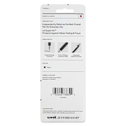 Uni-Ball Jetstream RT Retractable Ballpoint Pens - Black, 1.0 mm, Set of 3, back of packaging