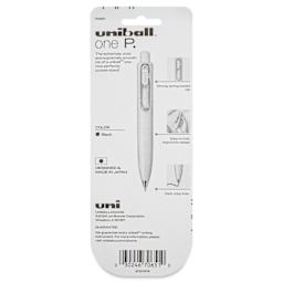 Uni-Ball One P. Retractable Gel Pens - Cool Colors, Pkg of 3, back of the packaging