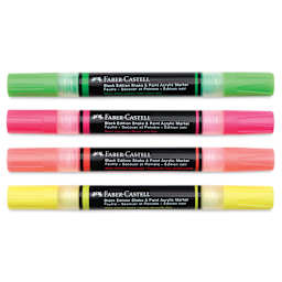 Faber-Castell Black Edition Twin Acrylic Marker - Neon Colors, Set of 4