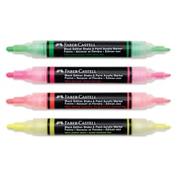 Faber-Castell Black Edition Twin Acrylic Marker - Neon Colors, Set of 4, cap off