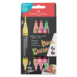 Faber-Castell Black Edition Twin Acrylic Marker - Neon Colors, Set of 4, front of pack