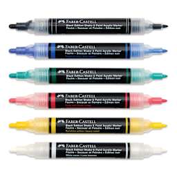Faber-Castell Black Edition Twin Acrylic Marker - Classic Colors, Set of 6, cap off