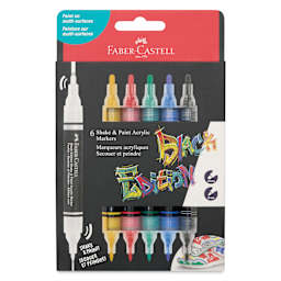 Faber-Castell Black Edition Twin Acrylic Marker - Classic Colors, Set of 6, front of pack