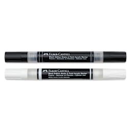 Faber-Castell Black Edition Twin Acrylic Marker - Black and White, Set of 2