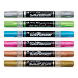 Faber-Castell Black Edition Twin Acrylic Marker - Metallic Colors, Set of 6
