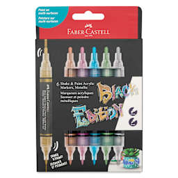 Faber-Castell Black Edition Twin Acrylic Marker - Metallic Colors, Set of 6, front of pack