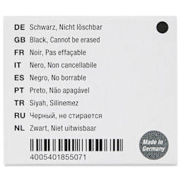 Faber-Castell Fountain Pen Cartridges - Brilliant Black, Pkg of 6 - back of packaging