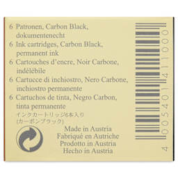 Graf von Faber-Castell Fountain Pen Cartridges - Carbon Black, Pkg of 6 - back of packaging