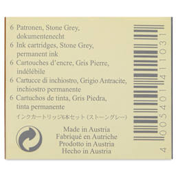 Graf von Faber-Castell Fountain Pen Cartridges - Stone Grey, Pkg of 6 - back of packaging