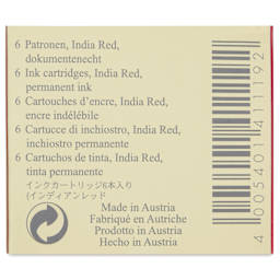 Graf von Faber-Castell Fountain Pen Cartridges - India Red, Pkg of 6 - back of packaging