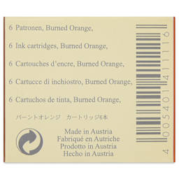 Graf von Faber-Castell Fountain Pen Cartridges - Burned Orange, Pkg of 6 - back of packaging