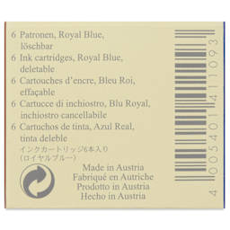 Graf von Faber-Castell Fountain Pen Cartridges - Royal Blue, Pkg of 6 - back of packaging