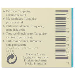 Graf von Faber-Castell Fountain Pen Cartridges - Turquoise, Pkg of 6 - back of packaging