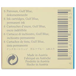 Graf von Faber-Castell Fountain Pen Cartridges - Gulf Blue, Pkg of 6 - back of packaging