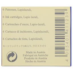Graf von Faber-Castell Fountain Pen Cartridges - Lapis Lazuli, Pkg of 6 - back of packaging