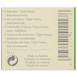 Graf von Faber-Castell Fountain Pen Cartridges - Viper Green, Pkg of 6 - back of packaging