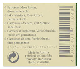 Graf von Faber-Castell Fountain Pen Cartridges - Moss Green, Pkg of 6 - back of packaging