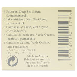 Graf von Faber-Castell Fountain Pen Cartridges - Deep Sea Green, Pkg of 6 - back of packaging