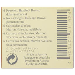 Graf von Faber-Castell Fountain Pen Cartridges - Hazelnut Brown, Pkg of 6 - back of packaging