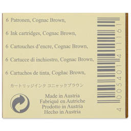 Graf von Faber-Castell Fountain Pen Cartridges - Cognac Brown, Pkg of 6 - back of packaging