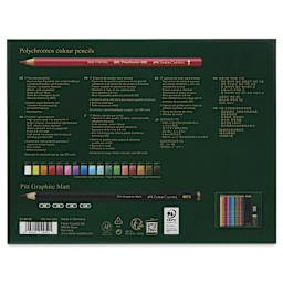 Faber-Castell Polychromos & Pitt Graphic Matte Gift Set - Assorted Colors, Set of 23 - back of packaging