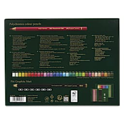 Faber-Castell Polychromos & Pitt Graphic Matte Gift Set - Assorted Colors, Set of 40 - back of packaging