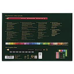 Faber-Castell Polychromos & Pitt Graphic Matte Gift Set - Assorted Colors, Set of 50 - back of packaging