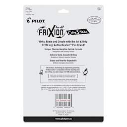 Pilot FriXion Erasable Color Stick - Set 1, Set of 10, Assorted, back of packaging