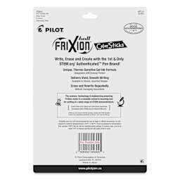 Pilot FriXion Erasable Color Stick - Set 2, Set of 10, Assorted, back of packaging
