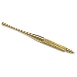 Colorverse Shuttle Nib Holder - Brass, Short, with nib inserted (not included)