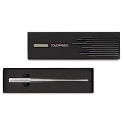 Colorverse Shuttle Nib Holder - Aluminum, Long, shown inside of the packaging