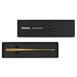 Colorverse Shuttle Nib Holder - Brass, Long, shown insider of the packaging
