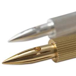 Colorverse Shuttle Dip Pen Nibs, close-up of the nibs inserted in nib holder (not included)