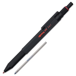 Rotring 600 3-in-1 Multicolor Ballpoint Pen and Mechanical Pencil - Black, with extra pen refill