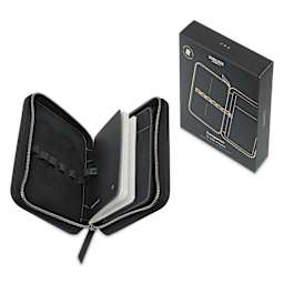 Endless Companion 10 Pen Pouch - Black, pen case open next to packaging
