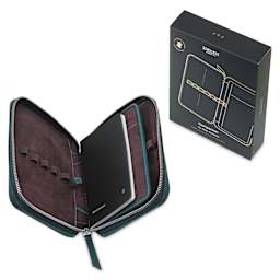 Endless Companion 10 Pen Pouch - Blue, pen case open next to packaging