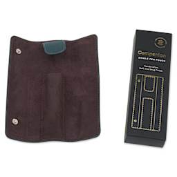 Endless Companion Single Pen Pouch - Blue, open next to packaging