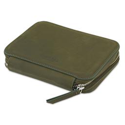 Endless Companion 10 Pen Pouch - Green, pen case closed laid flat