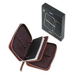 Endless Companion 10 Pen Pouch - Brown, pen case open next to packaging