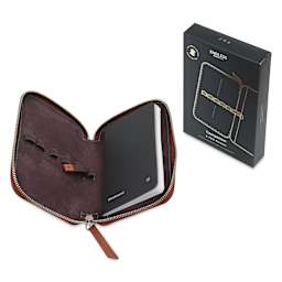 Endless Companion 5 Pen Pouch - Brown, open pen case next to packaging
