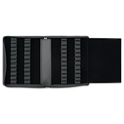 Girologio 24 Pen Leather Zip Case - Black, 7.1" x 8.9"