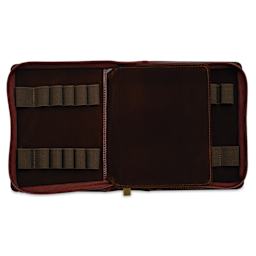 Girologio 12 Leather Pen Zip Case - Oxblood, open