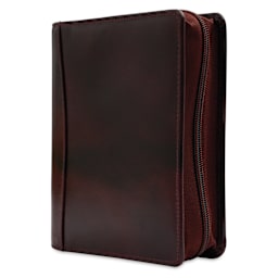 Girologio 12 Leather Pen Zip Case - Oxblood, closed showing zipper